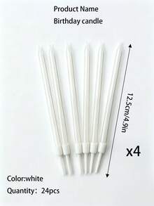 6pcs/24pcs White Pearlescent Long Straight Birthday Fairy Atmosphere Anniversary Holiday Party Cake Decoration Photo Prop Candles - View 11
