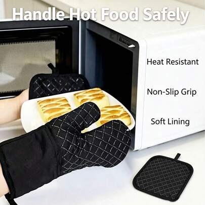 Thickened Silicone Heat-Resistant Gloves, Anti-Scald Gloves, Suitable For Baking, Cooking, Non-Slip Heat Insulation, Kitchen Utensils, Outdoor Tools, Hand Protection