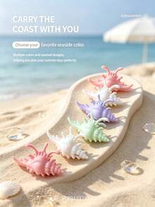 FURDANXINYI 1pc Marble Pattern Conch Shell Hair Clip, Cute 3D Conch Shell Hair Clip, Non-Slip Large Size Summer Beach Vacation Hair Accessory, Suitable For Women's Hairstyles - Multicolor - View 6