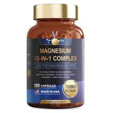 12-In-1 Magnesium Complex 700mg Supplement Capsules - Relaxation Muscle, Heart Health, Stress Relief, Vegan, 120 Caps - 1-pcs - 查看 1