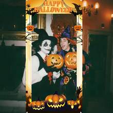 2D Flat Banner 1pc Halloween Theme Hollow Photo Backdrop, Mysterious Halloween Atmosphere, Funny & Joyful Holiday Vibe, Pumpkin & Bat Classic Elements - A - View 5