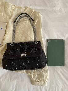 2026 Summer Fashion New Minimalist Star Niche Design Premium Commuter Personalized Chain Tote Shoulder Bag - Black - View 4