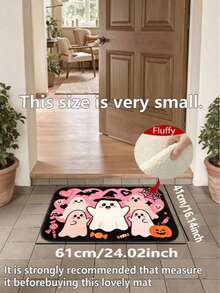 Autumn Halloween 3 Ghost Bathroom Mat, Bathroom Rug, Floor Mat, Area Decor Rug, Doormat, Autumn Gift, Faux Cashmere Printed Rug With Bat, Pumpkin, Ghost Pattern, Halloween Gift, All Saints' Day Decor, All Saints' Day Gift, Cute Halloween Welcome Mat, Entryway Rug Suitable For Front Door, Indoor And Outdoor, Ghost Season Decor - Cute Ghost - View 15