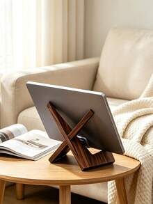 1pc Multi Tone Solid Wood Slouchy Reading Stand, Foldable Adjustable Recipe Book & Display Holder In Minimalist Design, All Season Household Decor Item For Adults, Suitable For Kitchen Bedroom Study Desk Storage Organizer Desktop Ornament - Multicolor - View 2