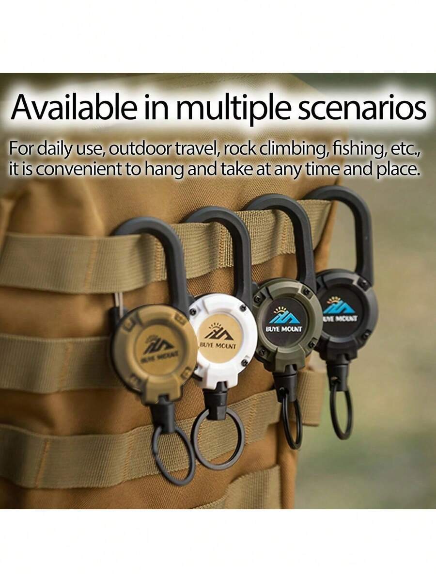 1pc Multifunctional Retractable Carabiner Keychain Heavy Duty Wear Resistant Anti-Lost Tool Clip Portable Outdoor Travel Fishing Camping Climbing Key Accessory - Multicolor - View 1