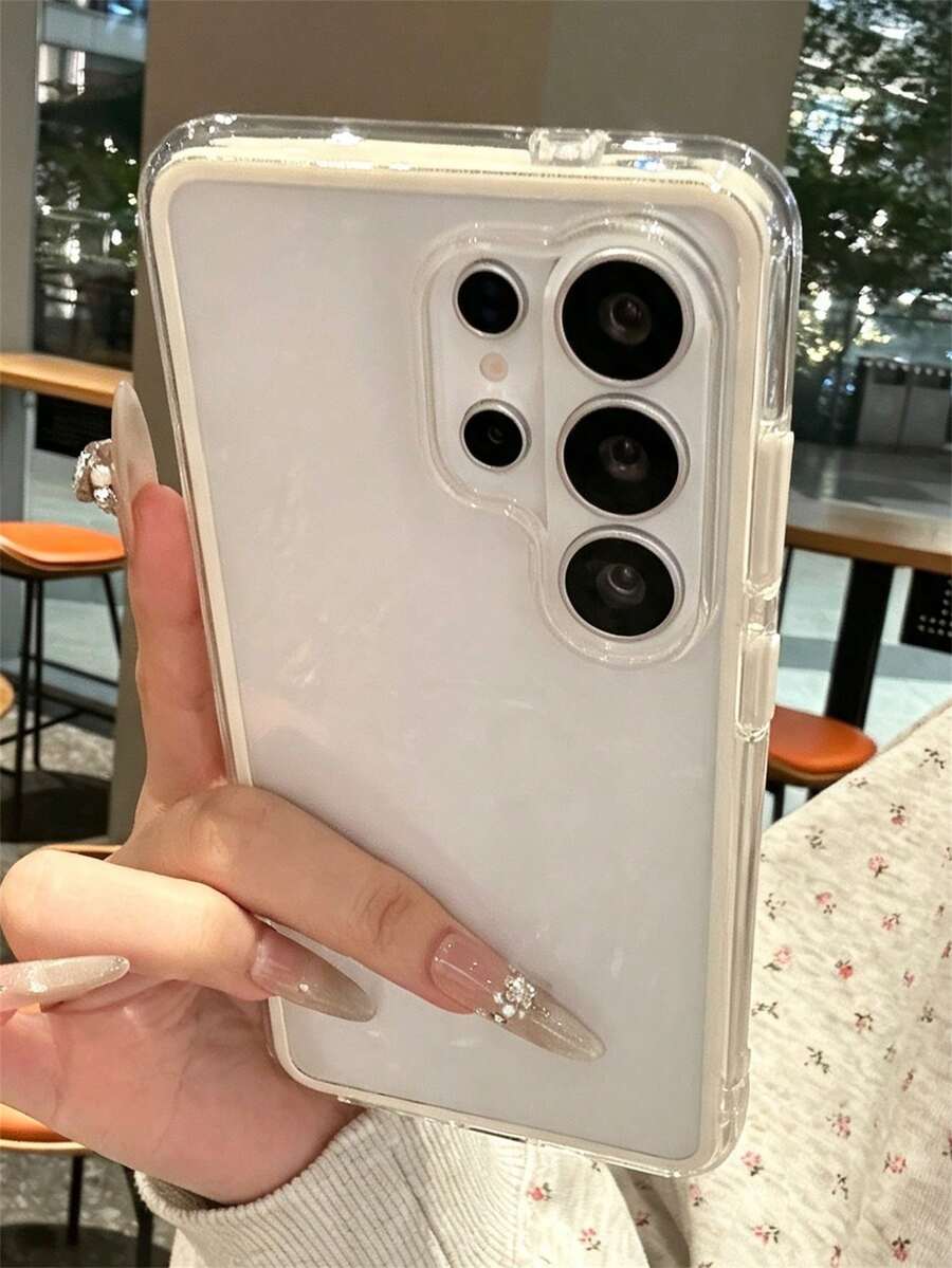 High-Definition Transparent Camera Lens Protection Acrylic Anti-Drop Phone Case Compatible With Samsung S26Ultra Galaxy S26Plus S25Ultra S24Ultra S23Ultra S22Ultra S25 S24 Plus A57 A56 A55 Minimalist Transparent Shockproof Electroplated Button Protection Cushion Case
