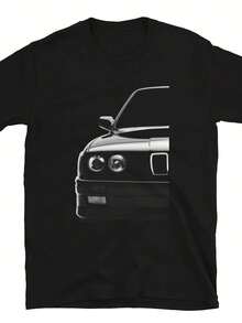 E30 M3 Men's T-Shirt 90s Classic - Automotive Front View Vintage Tee Shirt Gift - 黑色 - 查看 1