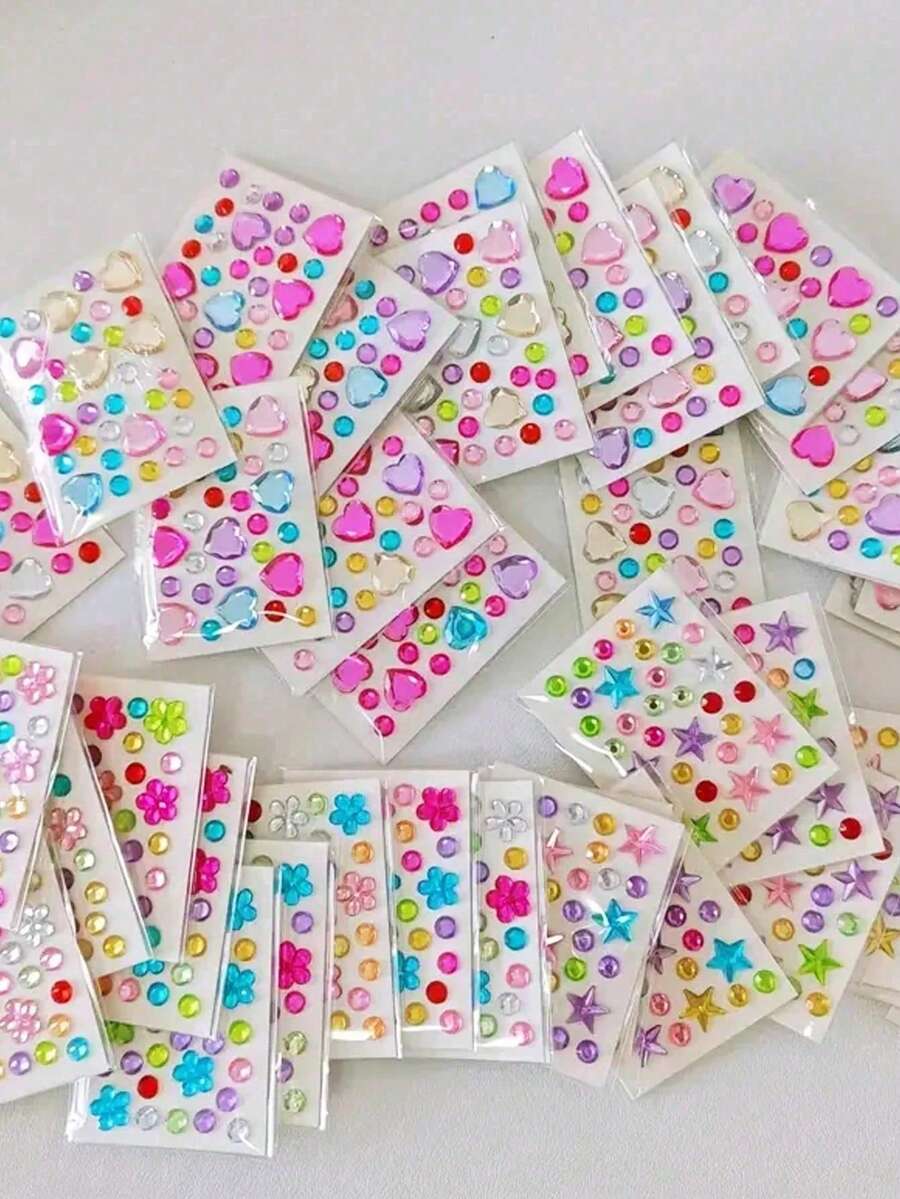 12/8/4pcs 3D Gem Stickers, Self-Adhesive Acrylic Heart-Shaped Gem ...