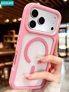 KOOLIFE Luxury Shockproof Anti-Drop Magnetic 3-In-1 Color-Block Transparent Acrylic Apple Phone Case, For Phone18pro/18pro Max/17ProMax, 16ProMax, 15ProMax, 14ProMax, 13ProMax, 17Pro, 16Pro, 15Pro, 14Pro, 13Pro, 17, 16, 15, 14, 13/11/12pro Max; Suitable As Spring Anniversary Gift, Birthday Gift, Graduation Gift, Boyfriend/Girlfriend Birthday Gift, Suitable For Men And Women; - Pink - View 11