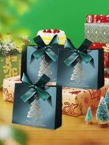 10pcs Christmas Gift Boxes, Mini Christmas Gift Boxes With Ribbon, Holiday Christmas Gift Boxes - Assorted Holiday Candy Gift Bags, Suitable For Christmas Party Gift Packaging Bags, Home Christmas Decoration, Christmas Decor, New Year Gift Bags (Claret) - Green - View 7