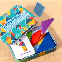 Colorful Wooden Tangram Puzzle - Educational Math & Geometry Toy For Kids, Perfect Halloween, Christmas, And Thanksgiving Gift Portable Iron Box With 60 Cards Included. - Multicolor - View 4