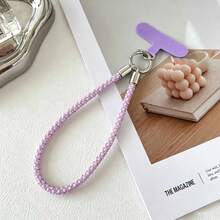 1PC Square Rhinestone Hand Strap, Handmade Rhinestone Phone Chain Lanyard, Exquisite Rhinestone Soft Silicone Wrist Strap, Anti-Theft Travel Rope Chain, Luxury High-End Short Hand Strap, Sparkling Rhinestone With Spacer, Fashionable Key Bracelet Hanging Chain Wristband Phone Lanyard, Free Clip - Multicolor - View 11