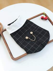 PETCIRCLE 1件裝寵物衣服 小狗幼犬貓咪可愛寵物設計上衣輕量透氣服飾黑色格紋燕尾服 - 彩色 - 查看 9