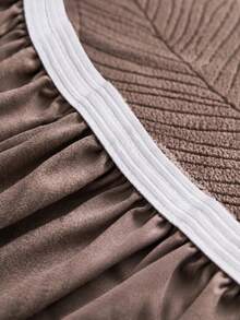 1PC Fleece Fabric Anti-Slip Elastic Decorative Sofa Cover Jacquard Leaf Pattern Pet-Friendly Dirt-Resistant Dust-Proof Sofa Slipcover Suitable For 1/2/3/4 Seater Sofa All Seasons - Brown - View 8
