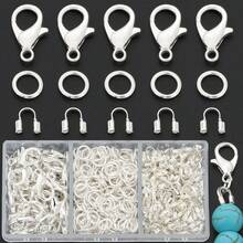 200pcs DIY Jewelry Parts Set Including Closed Jump Rings, U-Shaped Clasps, Lobster Clasps, Suitable For Handmade Weaving DIY Jewelry, Necklaces, Bracelets, Bag Charms, U-Shaped Positioning Line Tubes, Pendant Chain End Clasps, DIY Jewelry Making Materials - Lobster Claw Clasp & Jump Ring & U-shaped Clasp - View 7