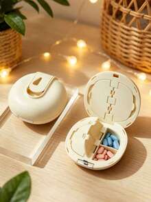 2-In-1 Round Pill Cutter & Portable Mini Multi-Layer Pill Storage Box, Convenient Pill Organizer, Easy-To-Use Design, Plastic Material, Simple And Practical, Suitable For Daily Medication And Travel, Perfect Birthday, Back To School, Mother's Day, Teacher's Day, And Easter Gift - Multicolor - View 3