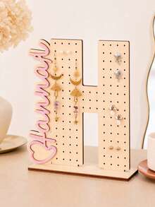 1pc Customized Wooden Letter Earring Stand, Personalized Jewelry Display Stand, Ear Stud Storage Rack, Desktop Storage Rack, Suitable For Placement On The Dressing Table. Suitable As Birthday Or Bridesmaid Gifts. - Multicolor - View 33
