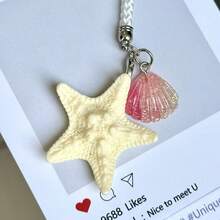 1pc Summer Beach Starfish & Shell Phone Charm Pendant, Creative Couple Style, Universal For Smartphones, Personalized CCD Camera Keychain - Multicolor - View 13