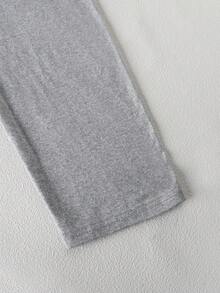 Plus Size Women Casual Shirt 2 Pieces Set,Solid Color Loose Long Sleeve Top And Straight Leg Pants, Spring Autumn Winter Soft Comfortable Elegant Set - Light Grey - View 9