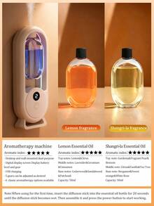 1pc White Ultrasonic Aromatherapy Diffuser, Wall-Mounted & Desktop 2-In-1 Diffuser, With 7-Color LED Night Light, Digital Display Gear Adjustment, 5 Operating Modes Switchable, Lemon Series Fragrance, 8 Essential Oils To Choose From, USB Powered, Rechargeable, Suitable For Large Spaces At Home, Gentle And Versatile For Bedroom, Living Room, Office, Pet Room, Hotel, Bathroom, Car - White - View 19