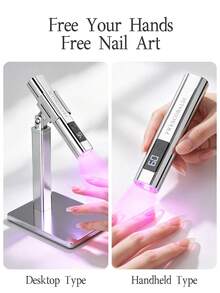 5 Colors Handheld Display Screen Straight Nail Lamp, Rechargeable Fast Drying Mini Nail Lamp, Portable LED Nail Lamp For Quick Curing, Suitable For Home Use - Multicolor - View 6