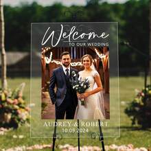 Wedding Welcome Sign, Modern Wedding Sign, Acrylic Wedding Sign, Welcome To Our Wedding Acrylic Sign, Wedding Decor, Wedding Gift - Multicolor - View 2