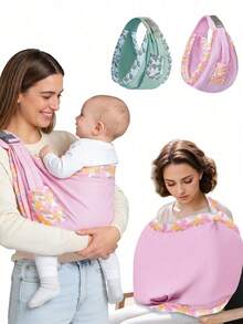 1pc Infant Baby Carrier Nursing Cover, Multifunctional Lightweight Backpack Carrier For Newborns, Convenient For Outdoor Use, Suitable For All Seasons - Pink - View 3