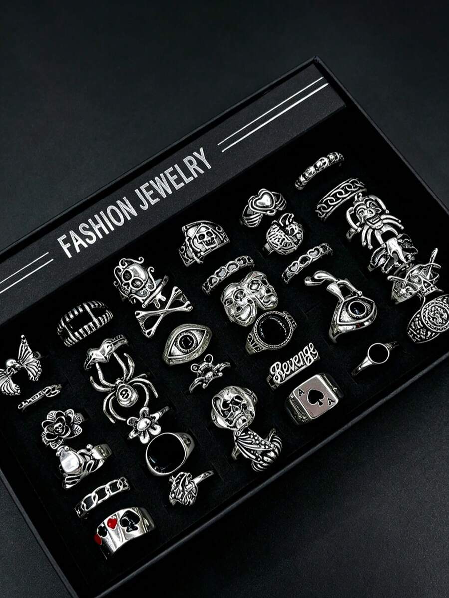 10/20pcs Gothic Women's Rings Set, Punk Hip Hop Multi-Piece Finger Rings, Party Vacation Daily Wear Finger Accessories, Fashion Jewelry Gift, Unisex Random Style