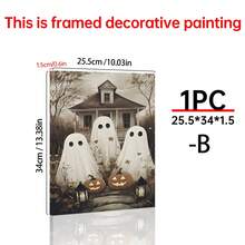 1/6pcs Vintage Ghost Halloween Gallery Wall Decor Set, Whimsical Autumn Halloween Decorations, Kids Room Wall Art Prints, Home Wall Decor Art - Multicolor - View 42