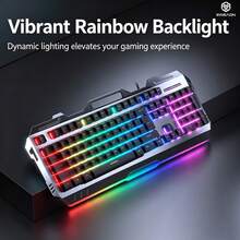 EWEADN Keyboard Mekanik Metal dengan Pencahayaan RGB, Kombo Keyboard & Mouse Gaming Nirkabel Dual-Mode Isi Ulang, Set 3 Buah, Perangkat Komputer Gaming GX810 (Mekanik Berkabel) - View 9