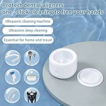 Portable Denture Cleaner, Multi-Function Cleaning Machine, 3-Level Timer Cleaning (3/5/10 Minutes), 360° 3D Descaling, USB Charging (500mAh Lithium Battery), Suitable For Glasses/Dentures/Jewelry - White - View 4
