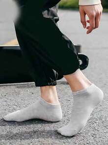 1/3/5/10/15 Pairs Men's Short Socks, Unisex Moisture-Wicking Breathable Sports Socks, Soft Breathable Boat Socks, Women's Short Socks Suitable For Sports And School Wear - Multicolor - View 4