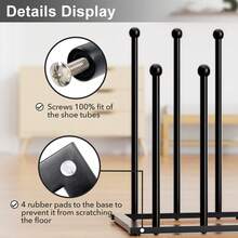 SANNAX Free Standing Shoe Rack, Shoe Storage Suitable For 6 Pairs, Black Metal Boot Rack For Dormitories, Closets, Entrances, Bedrooms, Terraces Outdoors, Hallways - A - View 4