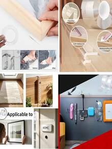 1pc Transparent Double-Sided Tape, Washable Double-Sided Adhesive, Suitable For Hotel Bathroom, Home Wall Hooks, Kitchen, Can Be Used As Shock-Resistant Double-Sided Tape For Desktop; Wall Hooks Leave No Traces And Easy To Remove - Multicolor - View 6