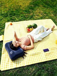 2PCS. Picnic Mat + Press-Type Inflatable Pillow Outdoor Camping Travel Combo Set - Multicolor - View 3
