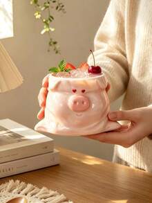 Cute Cartoon Ceramic Coffee Mug, Creative Animal Face Tea Cup With Handle, Aesthetic Breakfast Drinkware, Kawaii Milk Coffee Cup For Home Kitchen Office, Novelty Gift Mug For Coffee Lovers, Cozy Tableware Decor - Multicolor - View 5