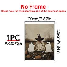 1/6pcs Vintage Ghost Halloween Gallery Wall Decor Set, Whimsical Autumn Halloween Decorations, Kids Room Wall Art Prints, Home Wall Decor Art - Multicolor - View 15