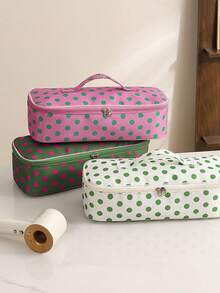 Polka Dot Hair Dryer Storage Bag With Leopard Print Design, Large Capacity Handheld Hair Tool Storage Bag,Multifunctional Cosmetics Bag,Toiletries Bag - Multicolor - View 2
