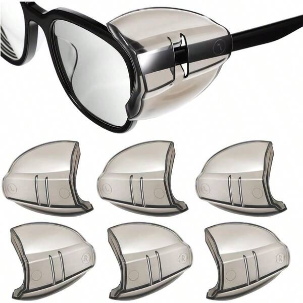 3 Pares Protectores Laterales para Gafas de , Cubiertas de TPU Transparente para Lentes, Protectores Antisalpicaduras y Antipartículas para Trabajo, Laboratorio y Exteriores