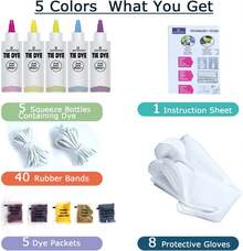 WINSONS Tie Dye Kit 5 Colors Permanent Fabric Dye Art Set For Kids Adults For School, Homemade Party, Creative Groups Activities, DIY Gift - ColorB - View 3