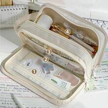 超吸睛多層分格筆袋，透明徽章隔層 DIY 貼紙禮盒，中學生與高中生文具收納袋 - 多色 - 查看 8