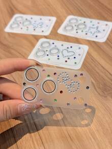 1pc Luxury Sparkling Rhinestone 3D Butterfly Camera Lens Sticker, Compatible With 18 Pro/18 Pro Max/17 Pro Max, Exquisite Matte Protective Film, Random Rhinestone Color, Silver Rhinestone Butterfly Design, Anti-Scratch, Tempered Glass Material - Transparent-butterfly - View 5