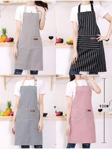 Adjustable Bib Apron With 2 Pockets, Chef Cooking Kitchen Restaurant Apron, Unisex, Suitable For Cooking And Baking, Functional Design, Suitable For Women, Practical Kitchen Wear, Suitable For Home Cooks, BBQ Enthusiasts And Crafters - Multicolor - View 8