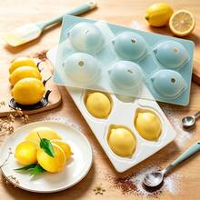 6-Cavity 3D Lemon Mousse Cake Mold, Suitable For Home Baking, Rectangular Silicone Fruit-Shaped Lemon Ice Cube Mold, 6-Cavity, Heat-Resistant Chocolate Dessert Mold, Suitable For French Pastries And Holiday Desserts - Multicolor - View 5
