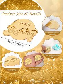 10/20pcs Gold Mirror Acrylic Birthday Cake Toppers, Birthday Party Cake Decoration, Cupcake Dessert Table Decor, Celebration Event Baking Accessories - A - View 7