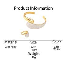 1pc Fashion Minimalist Metal Line Cross Women's Handmade Drip Oil Cream White Enamel Bracelet, 1pc Women's Cross Ring, Jewelry Set, Daily Wear, Date, Vacation Gift - White - View 5
