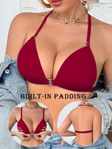 3pcs/Set Multi-Color Women's Bra Set, Front Closure, Wireless, Fixed Padding, Detachable Straps, Camisole And Cross Back Design, Suitable For A-C Cup - Multicolor - View 5