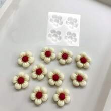 1件可愛花朵矽膠模具，花朵蠟燭模具，手工多功能裝飾配件模具，適用於石膏、混凝土、蠟燭和樹脂工藝，現代設計，完美適合手工愛好者和DIY愛好者，居家和生日慶祝的理想禮物 - 4腔5葉花模具 - 查看 3