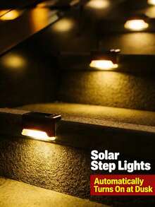 4pcs Outdoor Solar Deck Step Lights, Warm White IP44 Waterproof Solar Fence Lighting, Wireless Stick-On Ambient Solar Lights For Garden Stair Balcony Pool Holiday Decorations - IP44 Step Lights - View 5