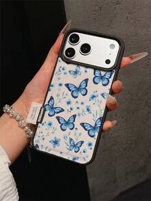 1 buah Casing Ponsel Premium Fashion Layar Penuh Motif Kupu-kupu & Bunga Biru, Casing Lembut Anti-Jatuh Perlindungan Penuh dengan Potongan Besar, Kompatibel dengan Apple 17 Pro Max/11/12/13/14/15/16 Pro Max/17 dan Model Lainnya, Hadiah Liburan - MultiWarna - View 1